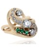 Diamond and Emerald Swirl Ring in Gold