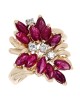 Ruby and Diamond Accent Cluster Ring
