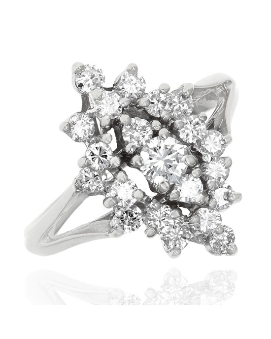 Diamond Marquise Shaped Cluster Ring in White Gold