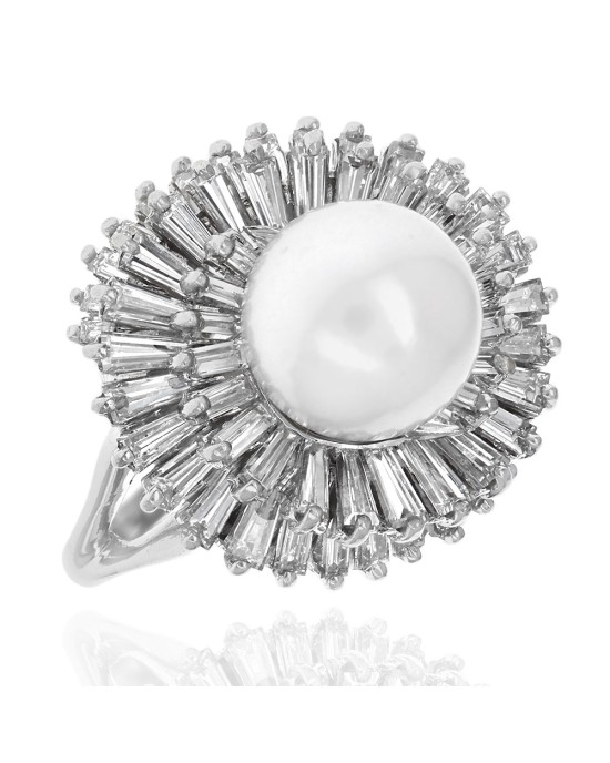 Pearl and Diamond Ballerina Ring