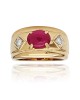 Ruby Cabochon and Round Diamond Tapered Band