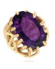 Amethyst Crossover Twig Ring in Gold