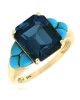 London Blue Topaz and Turquoise Accent Ring in Yellow Gold