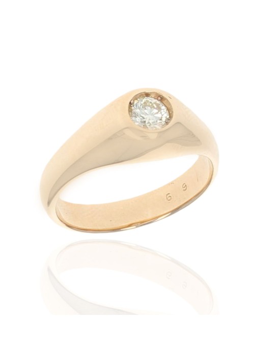 Gentlemen's Diamond Solitaire Ring in Yellow Gold