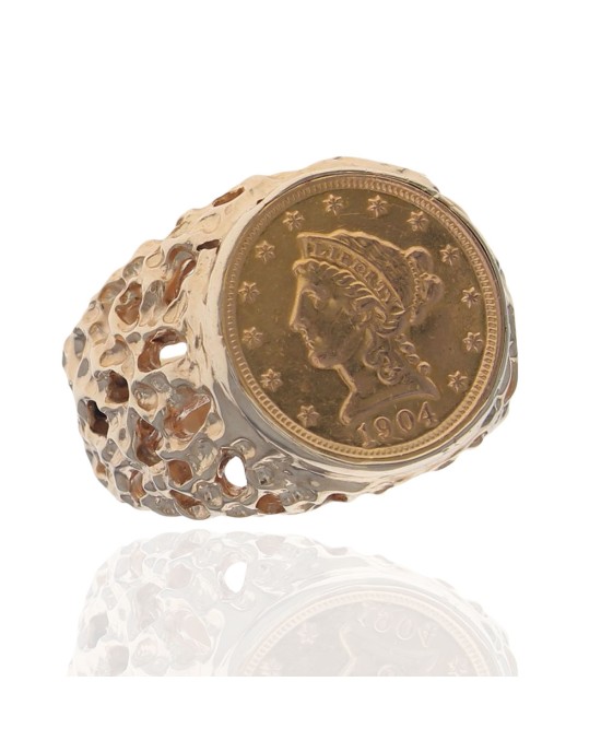 Gentlemans $2.5 Liberty Head Nugget Ring