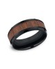 Gentlemen's Wooden Inlay Beveled Edge Comfort Fit Band in Black Cobalt