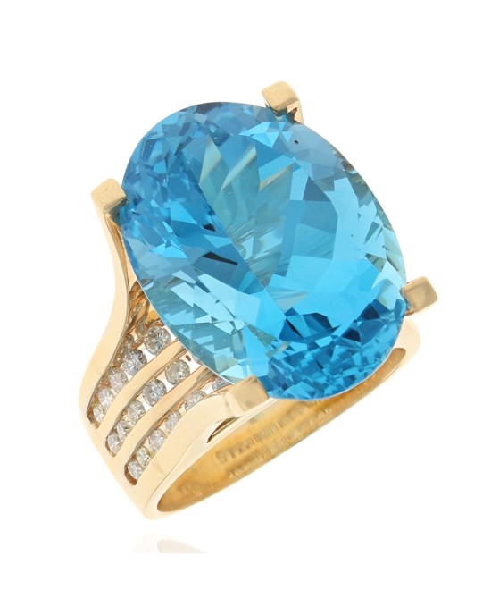 Sky Blue Topaz and Diamond Ring