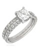 GIA Certified Cushion Cut Diamond Solitaire Engagement Ring Set in 18KW