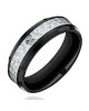 Gentlemen's Hammered Center Comfort Fit Band in Black Titanium and White Gold