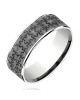 Gentlemen's Puzzle Pattern Thin Edge Comfort Fit Band in White Gold and Grey Tantalum