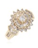Round and Baguette Diamond Cluster Ring