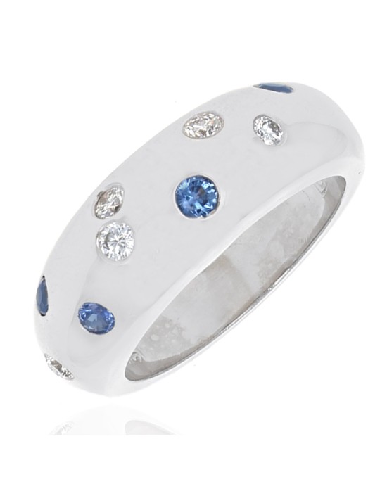 Gauthier Sapphire and Diamond Tapered Band