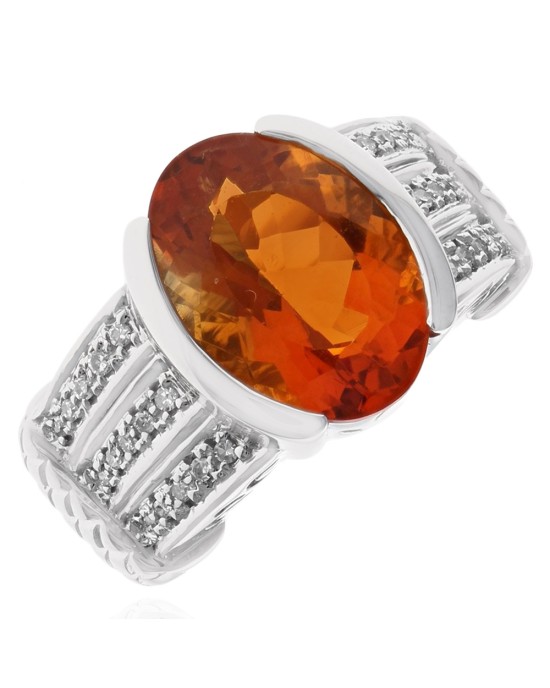 Madeira Citrine and Diamond Cut Out Accent Ring