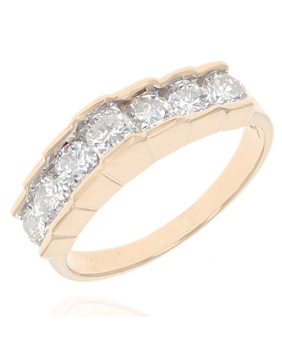 Diamond Step Cut Side Ring in Yellow Gold