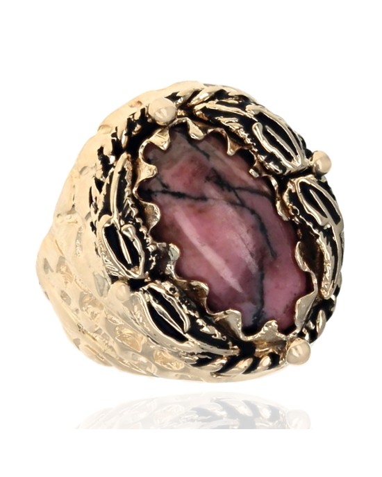 Gentlemans Rhodonite Cabochon Tapered Ring