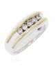 Gentlemen's Five Stone Diamond Tapered Band in White and Yellow Gold