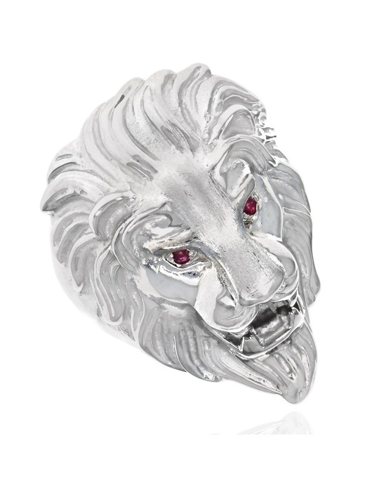 Lion Head Ring with Ruby Eyes