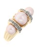 Pearl and Diamond Accent Ring in White and Yellow Gold
