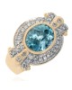 Blue Zircon and Diamond Pave Fashion Ring