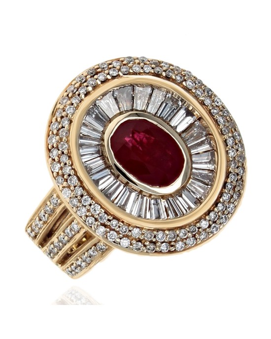 Effy Ruby and Diamond Oval Top Ring