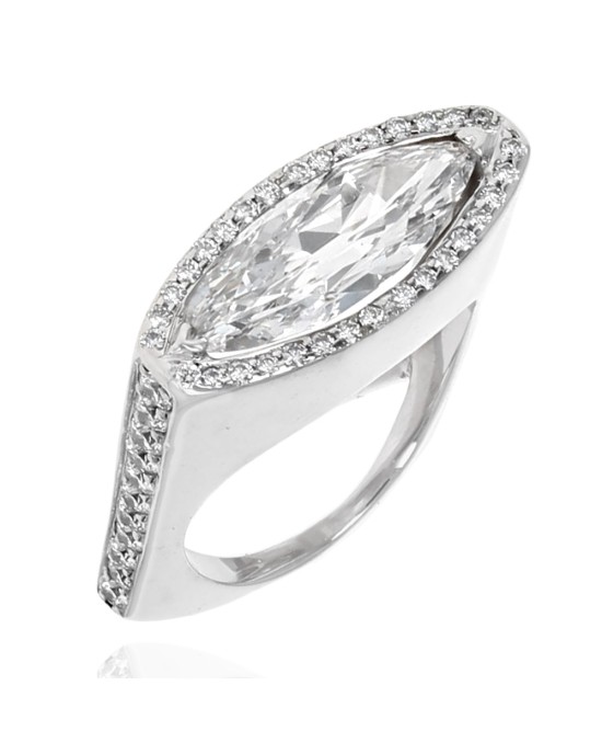 GIA Certified Marquise Cut Diamond Solitaire Ring in 14K