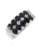 2 Row Blue Sapphire and Diamond Accent Ring in White Gold
