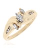 Marquise and Round Diamond Bypass Engagement Ring in White and Yellow Gold