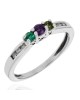 Emerald, Amethyst, Green Tourmaline, and Diamond Ring in White Gold