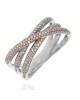Pave Diamond Crossover Ring in White, Rose, and Yellow Gold