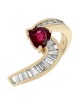 Heart Shaped Ruby and Diamond Swirl Ring