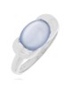 Blue Chalcedony Solitaire Ring in White Gold