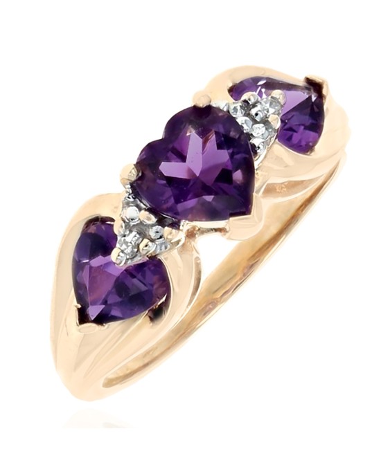 Amethyst and Diamond Accent Ring in Yellow Gold