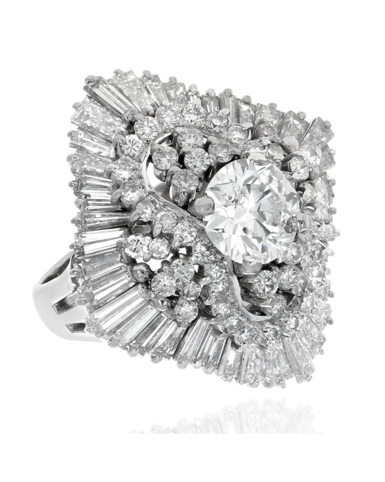 Mixed Cut Diamond Ballerina Ring in Platinum