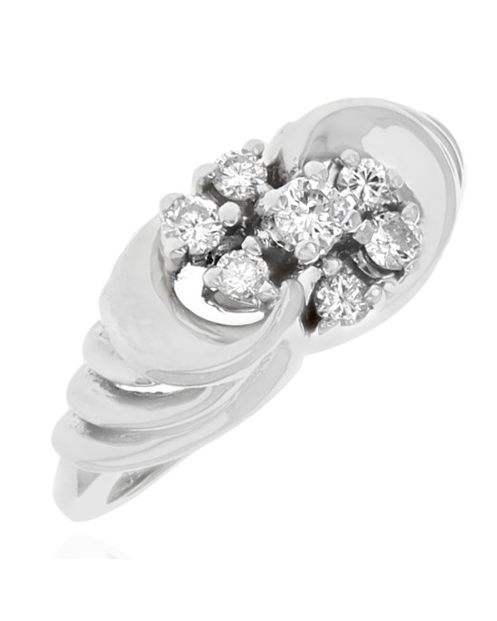 Diamond Open Swirl Cluster Ring in White Gold