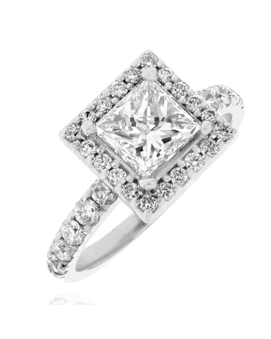 GIA Certified Princess Cut Diamond Solitaire Ring in 14KW