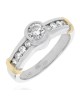 Diamond Fluted Accent Engagement Ring in Yellow Gold and Platinum
