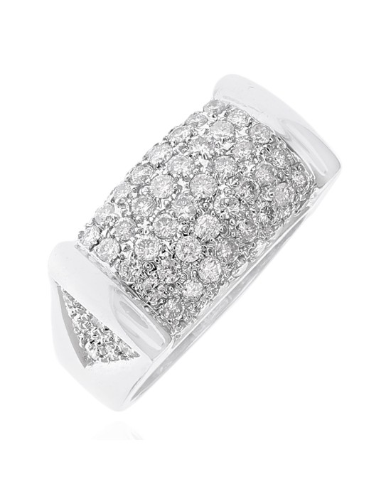 Pave Diamond Dome Style Ring in White Gold