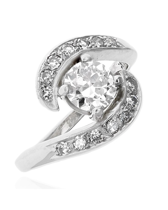 Diamond Bypass Engagement Ring in White Gold