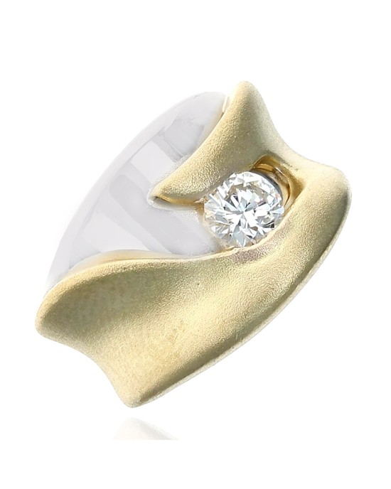 Diamond Solitaire Fashion Ring in White and Yellow Gold