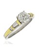 Round Brilliant Diamond Solitaire Baguette and Round Diamond Accent Ring