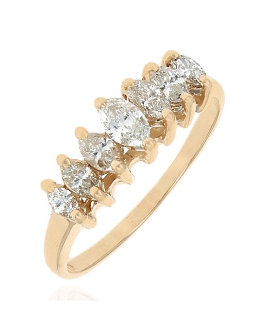 7 Stone Diamond Ring in Yellow Gold