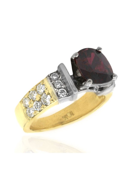 Oval Ruby and Diamnond Tapered Ring