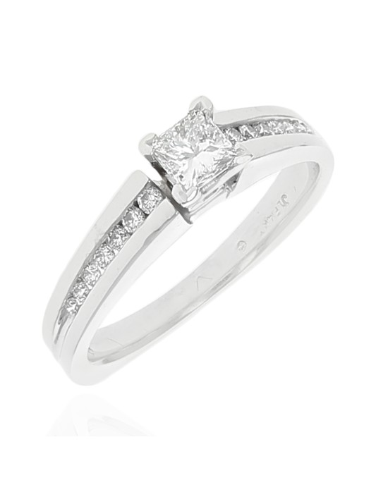 Diamond Euro Shank Engagement Ring in White Gold