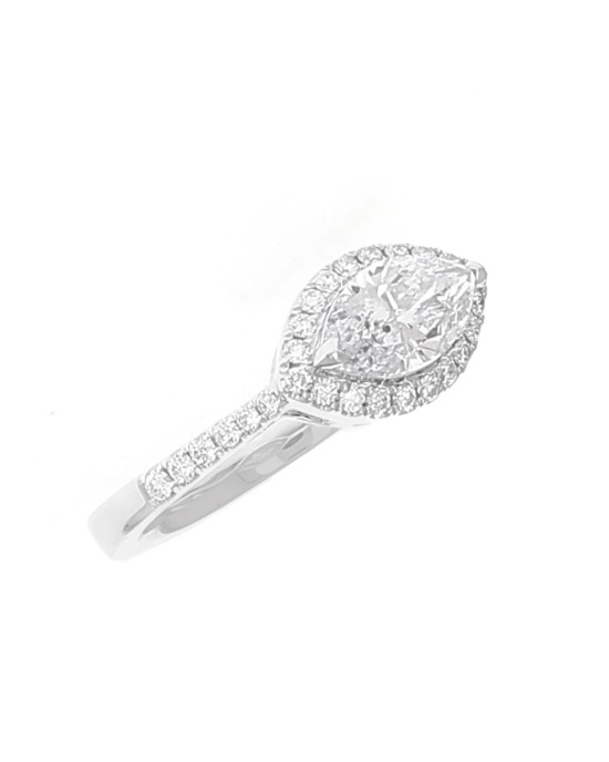 Marquise Cut Diamond Solitaire Ring in 18KW