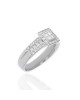 3 Row Diamond Square Halo Engagement Ring in White Gold