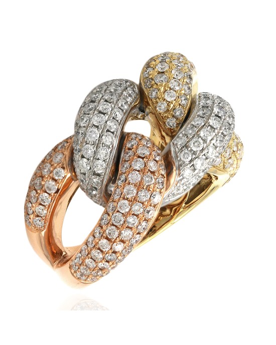 2 Tone Diamond Open Entwined Ring