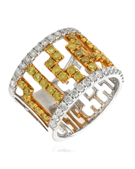 Fancy Yellow and White Diamond Cut Out Band