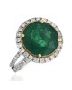 Round Emerald and Diamond Halo Ring