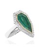 GIA Certified Emerald and Diamond Halo Ring in White and Yellow Gold