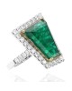 GIA Certified Emerald and Diamond Halo Ring in White and Yellow Gold